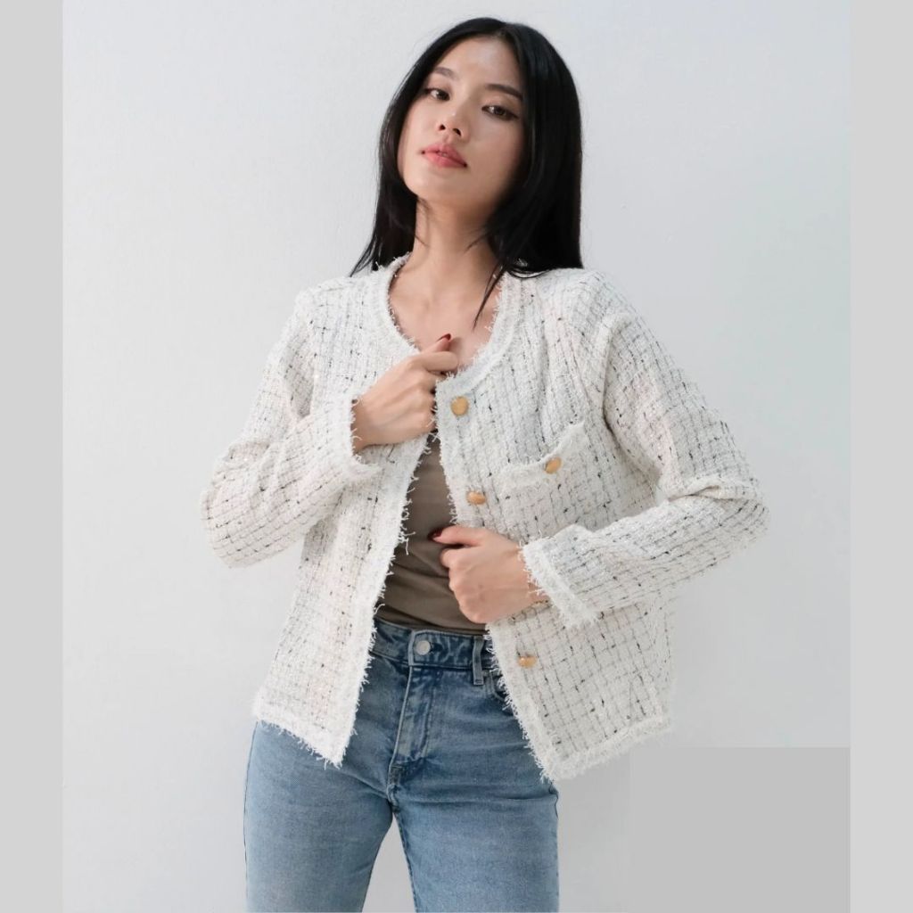 luvtyshopgirls - MELODY | Cardigan Tweed | Outer Tweed | Atasan Tweed | Baju Wanita | Pakaian Wanita