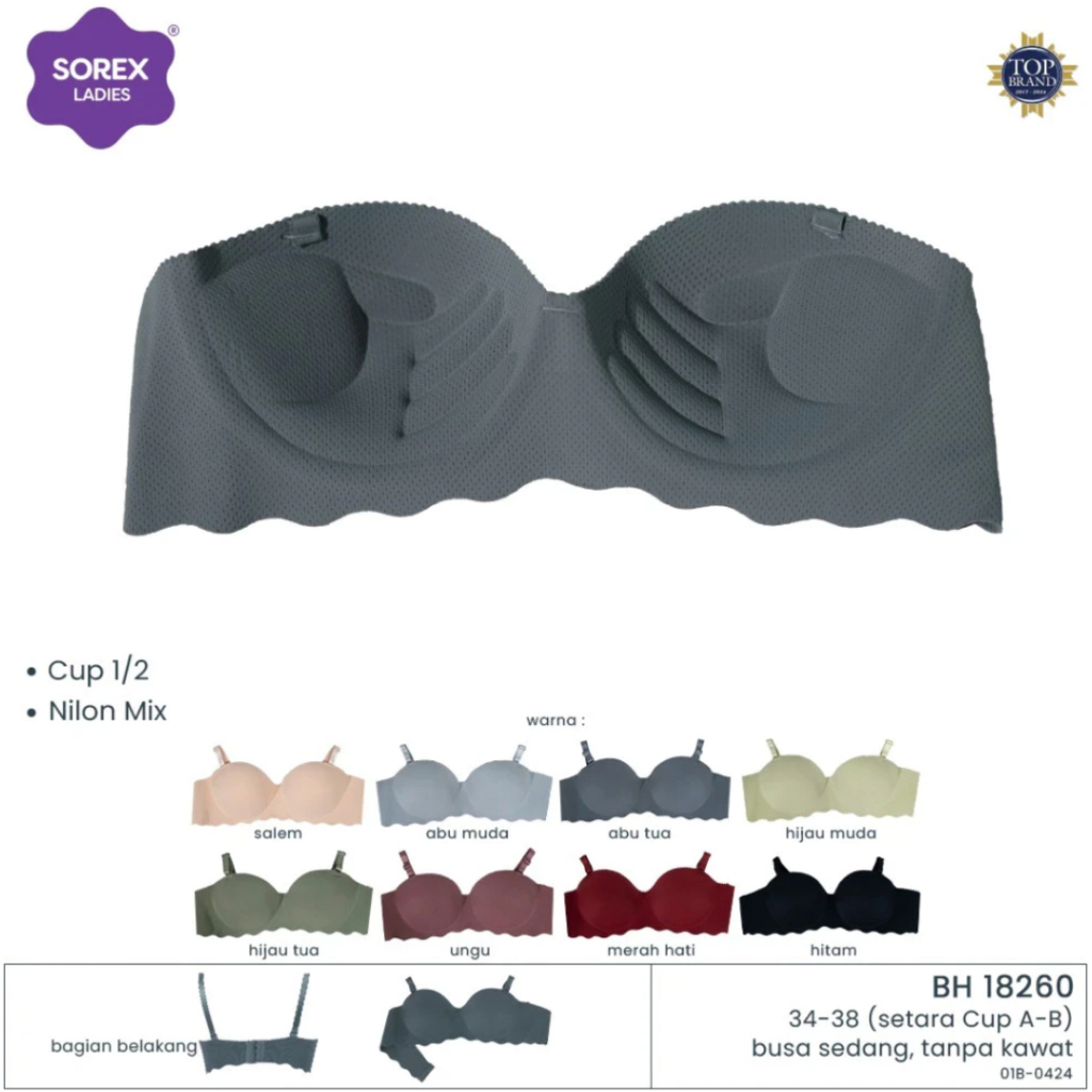 SOREX Push Up Bra/BH Seamless Sorex 18260 Cup A ke B 1/2 Cup Tanpa Kawat Life Style Bra