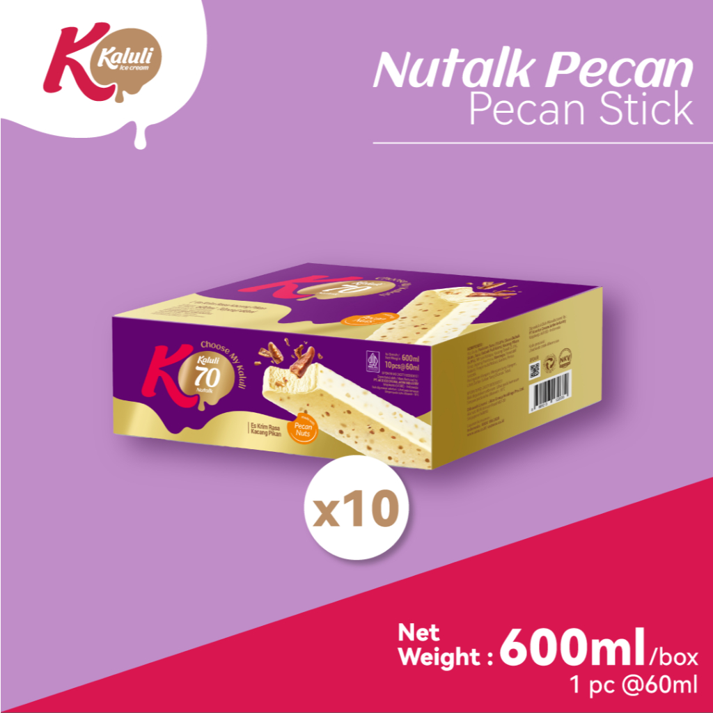 

Kaluli Ice Cream Nutalk Pecan Stick (1 kotak=10 pcs) - Low Fat Low Calorie Ice Cream/Es Krim Kaluli