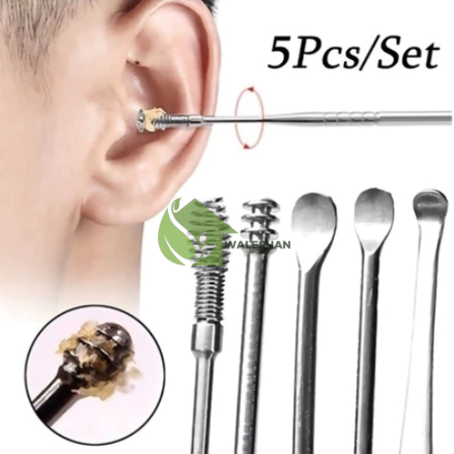 Paket Korekan Kuping Stainles Alat Medis Pembersih Cleaner Penghilang Kotoran Telinga Portable 1 Set