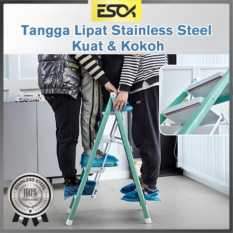 ESOK Tangga Rumah Tangga Lipat Tangga Dapur Kecil Lipat Step Stool Multifungsi