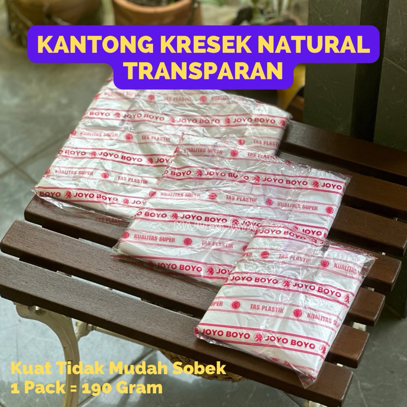 (190 GR) Kantong Kresek Natural Joyo Boyo Bening Transparan Ukuran 15, 24, 28 cm | Kantung Plastik B