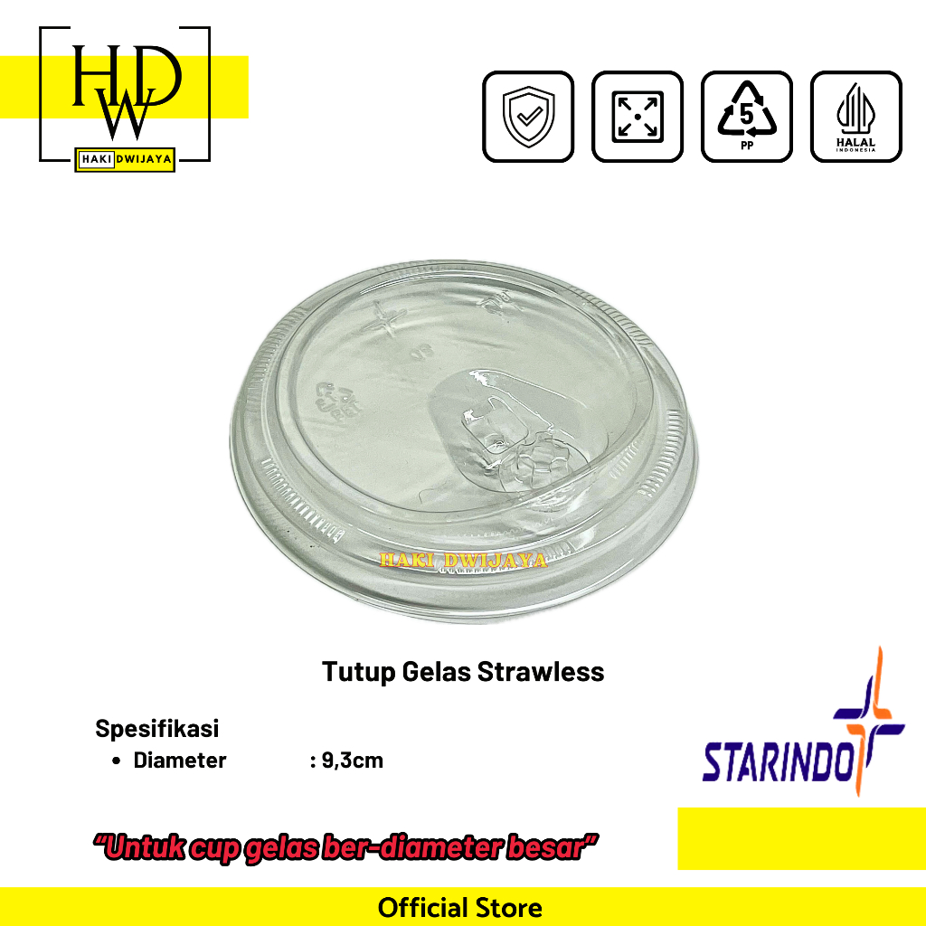 [50pcs] Starindo Tutup Cup Strawless Bening