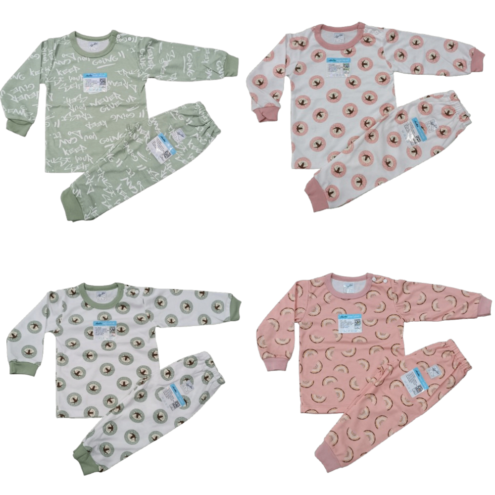 Setelan Baju Kaos Oblong Bayi Arella Tangan Panjang Celana Panjang