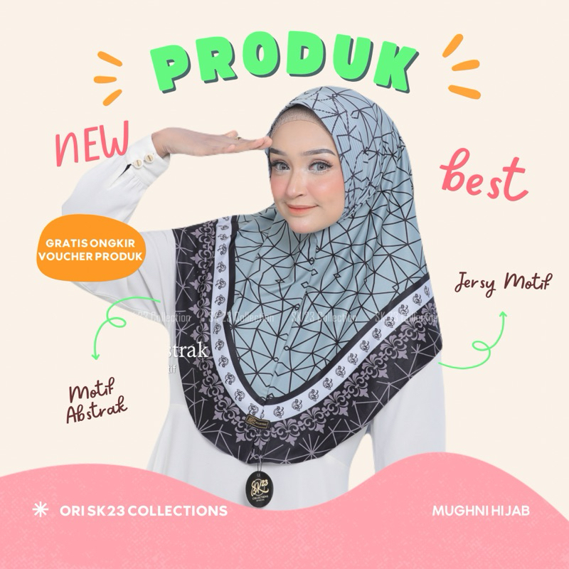 MUGHNI - NADHIRA ABSTRAK MOTIF HIJAB BERGO PED ANTEM BY MUGHNI ORI SK23