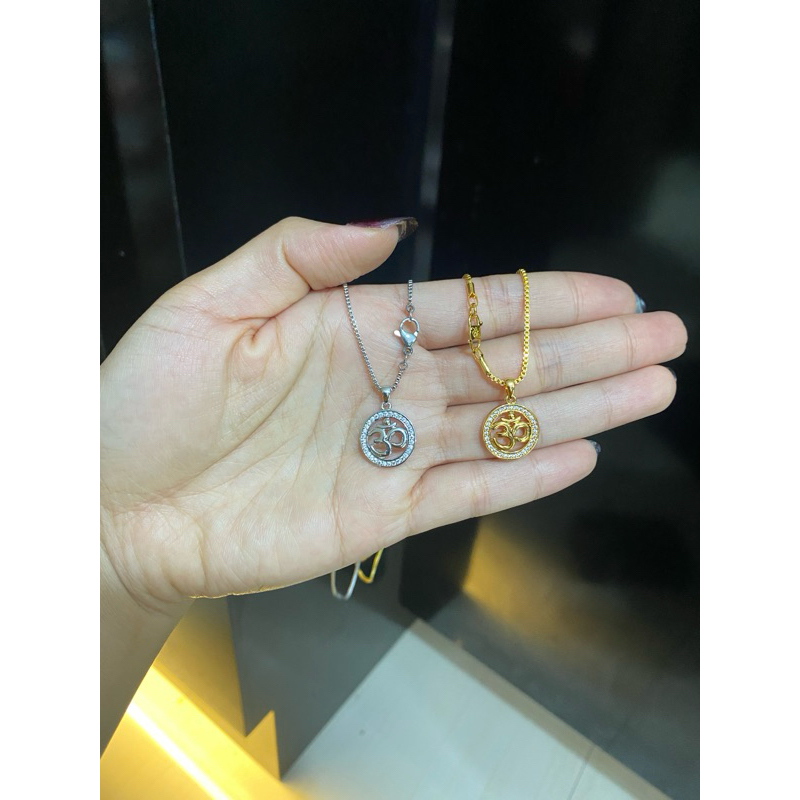 Liontin Omkara India Bulat + Rantai Kalung Xuping