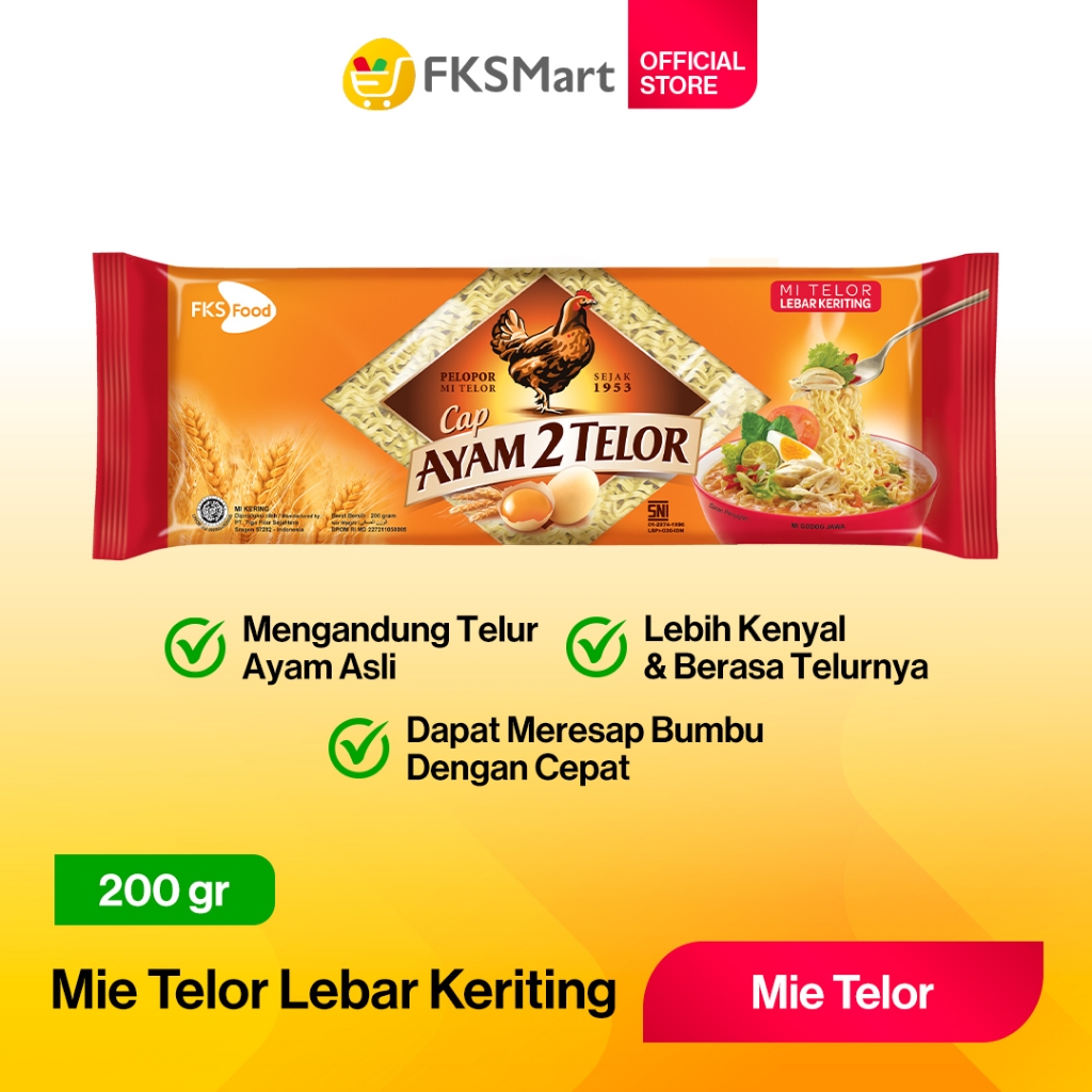 

Mie Cap Ayam 2 Telor Lebar Keriting 200 gr