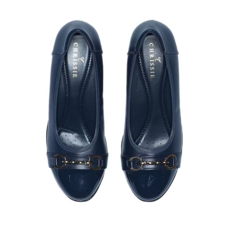 Sepatu Payless Chrissie Womens Demi Comfort Heels - Navy