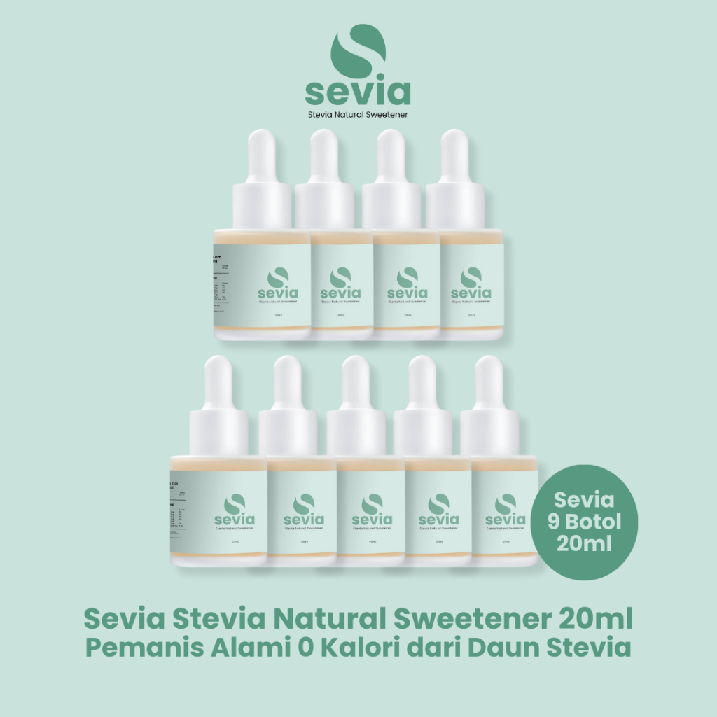 

9 Botol Sevia Stevia Natural Sweetener 20ml Pemanis Alami 0 Kalori Pengganti Gula dari Daun Stevia