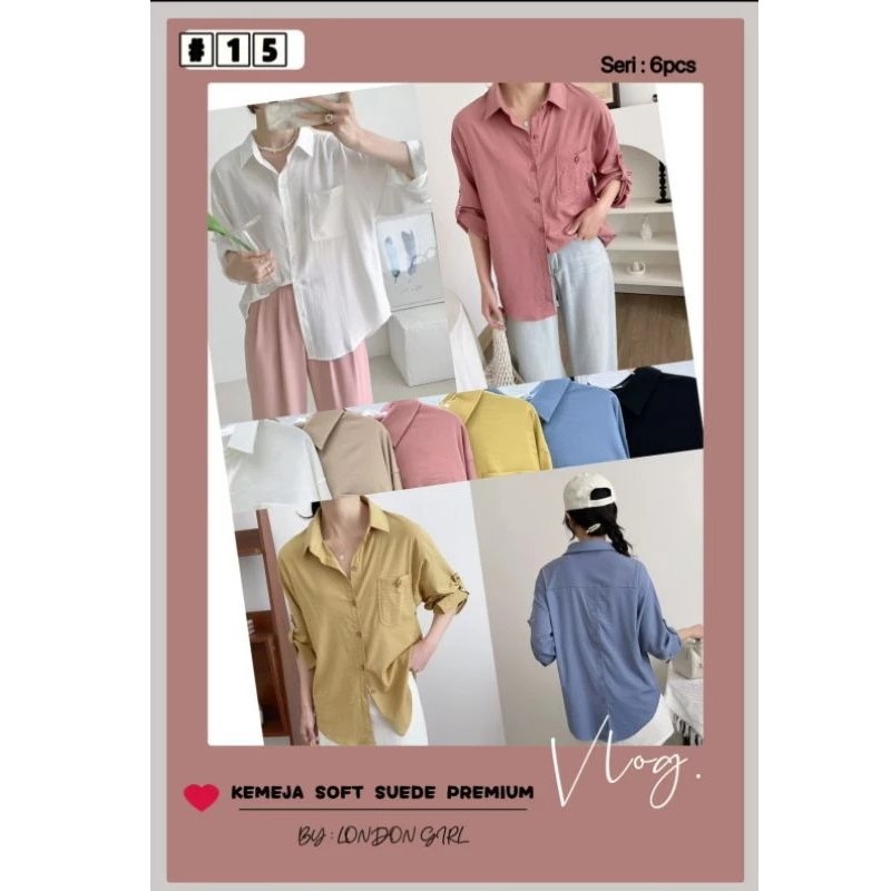 Kemeja Wanita Soft Suede Import Premium London Girl Dan AIMI ORI