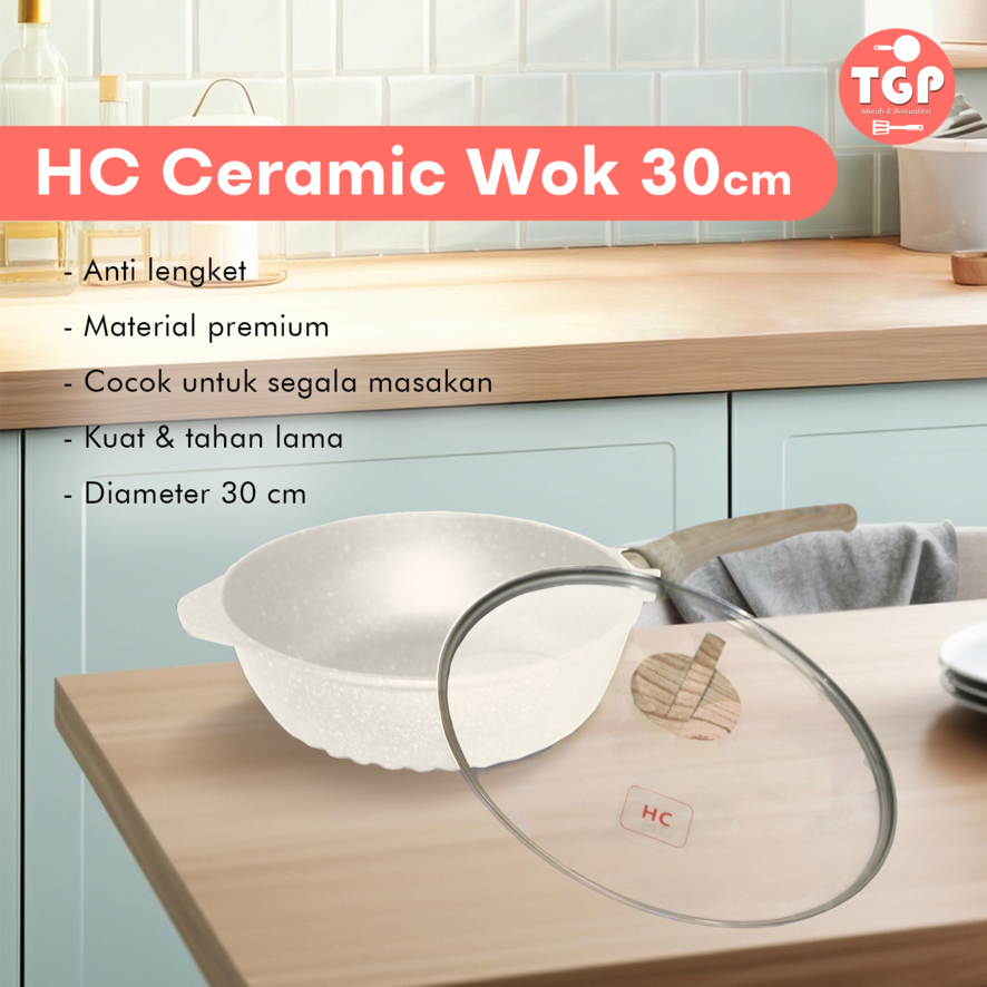PANCI WAJAN PENGGORENGAN WOK SUPER PAN 30CM HC CERAMIC MARBLE ANTI LENGKET INDUKSI