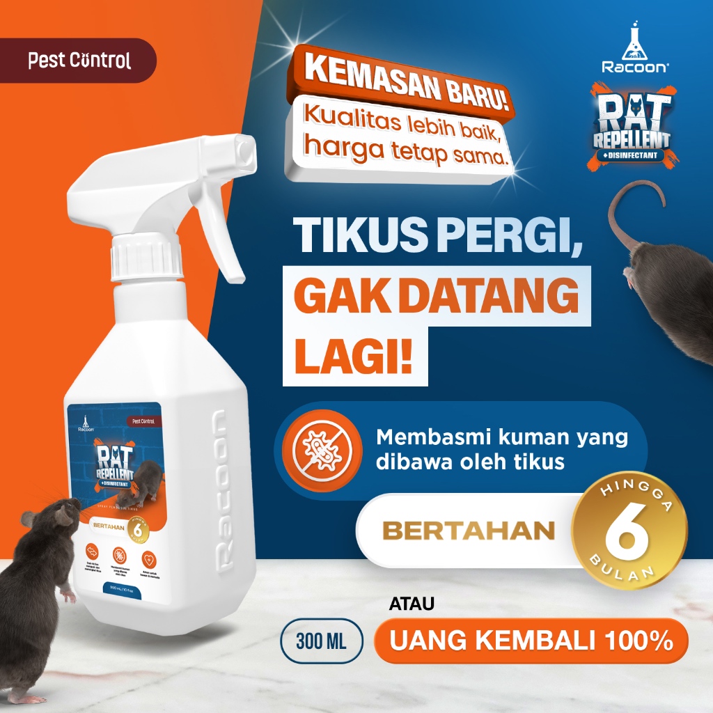 RACOON Rat Repellent Spray Pengusir Tikus + Disinfectant Anti Tikus Tidak Beracun Tahan 6 Bulan