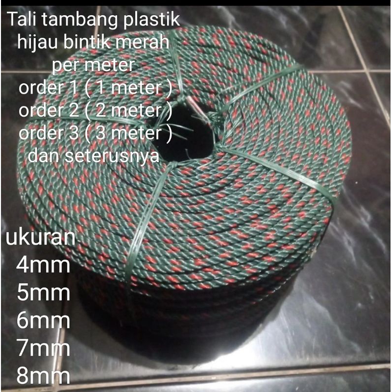 

per meter tali tambang plastik 4 mm / 5 mm / 6 mm / 7 mm / 8 mm tali tambang PE plastik