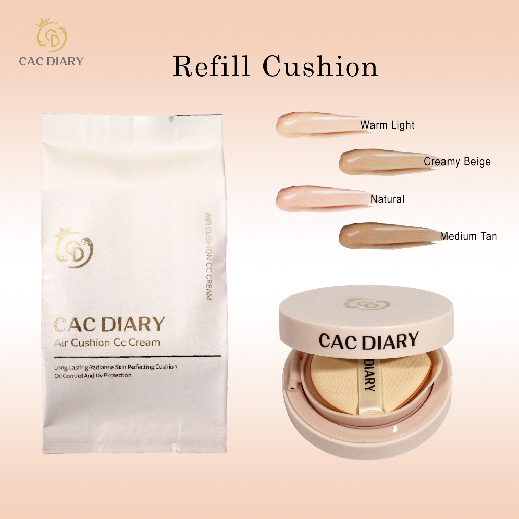 CAC DIARY SHINE - All Cover Skin Refill Cushion Perfect Oil Control & UV Protection Pencerah Wajah