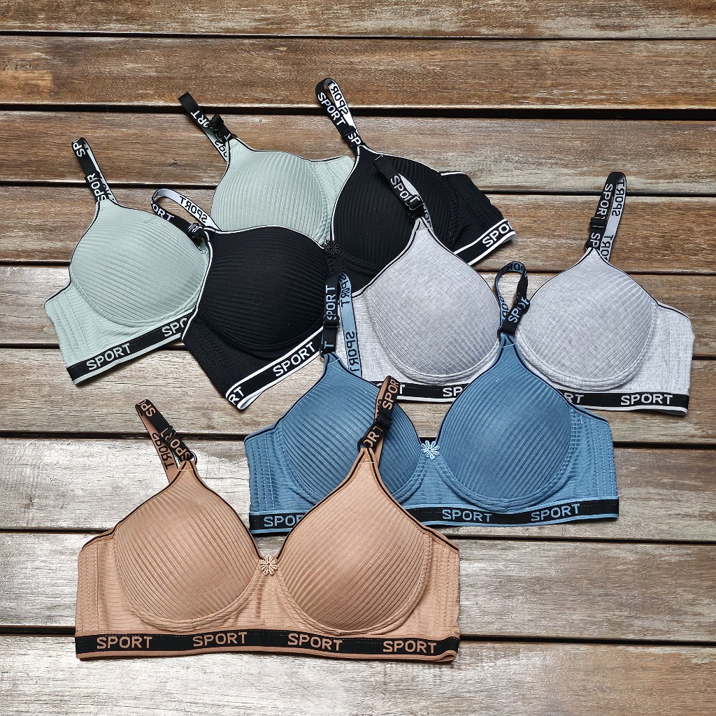 bra bh busa tanpa kawat size 36-42 bahan kaos model sporty