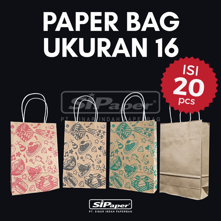 

Paperbag SIPaper 16 x 7 x 25 cm (20 Pcs) Tas Hampers, Berkat, Goodie
