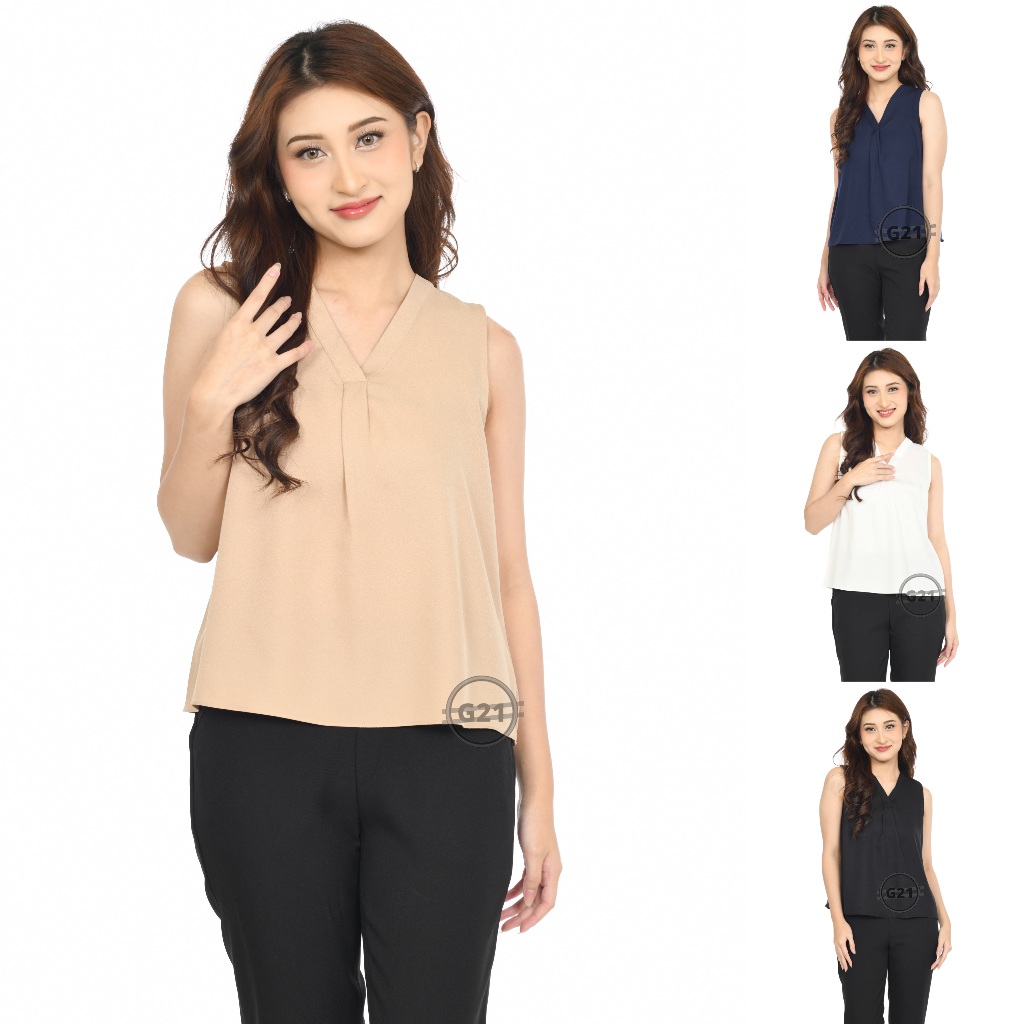 Kemeja Yukensi Atasan Tanktop Wanita Lengan Buntung Tanpa Lengan Inner Basic Dalaman Jas Blazer Baha