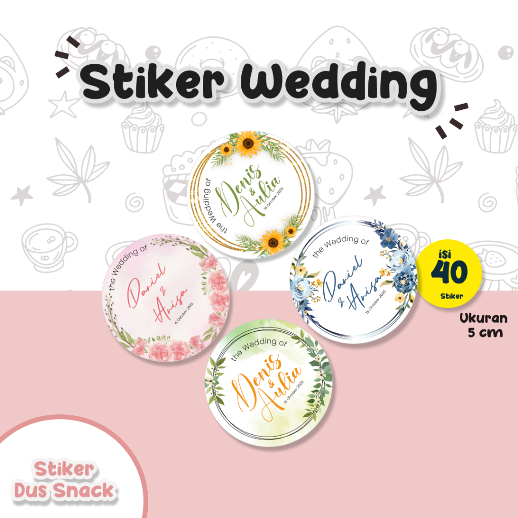

Stiker Wedding Bulat diameter 5 cm