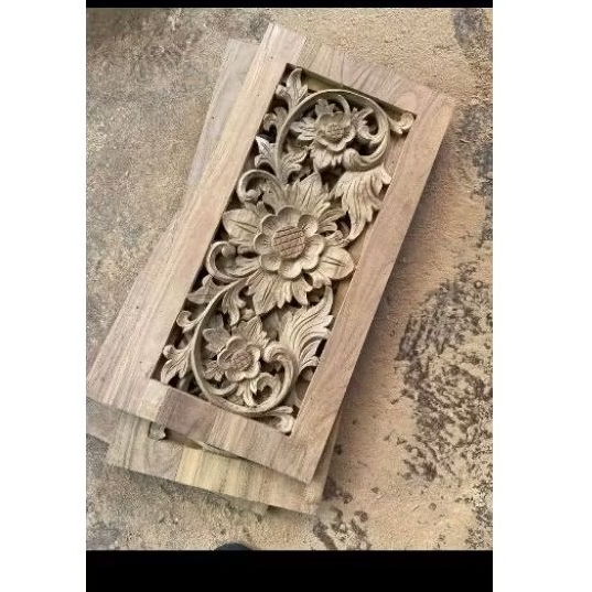 isian fentilasi loster kayu jati kepingan kaligrafi syahadat ukir bunga