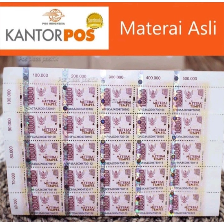 

TERMURAH‼️MATERAI PERANGKO KANTOR POS 10.000 ISI 20 PCS