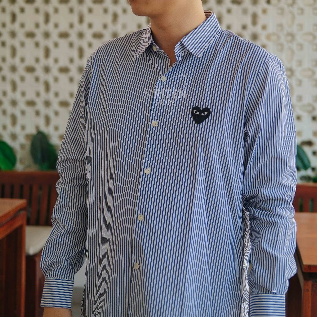 Comme Des Garcons CDG Play Black Strip Long Sleeve Shirt Original