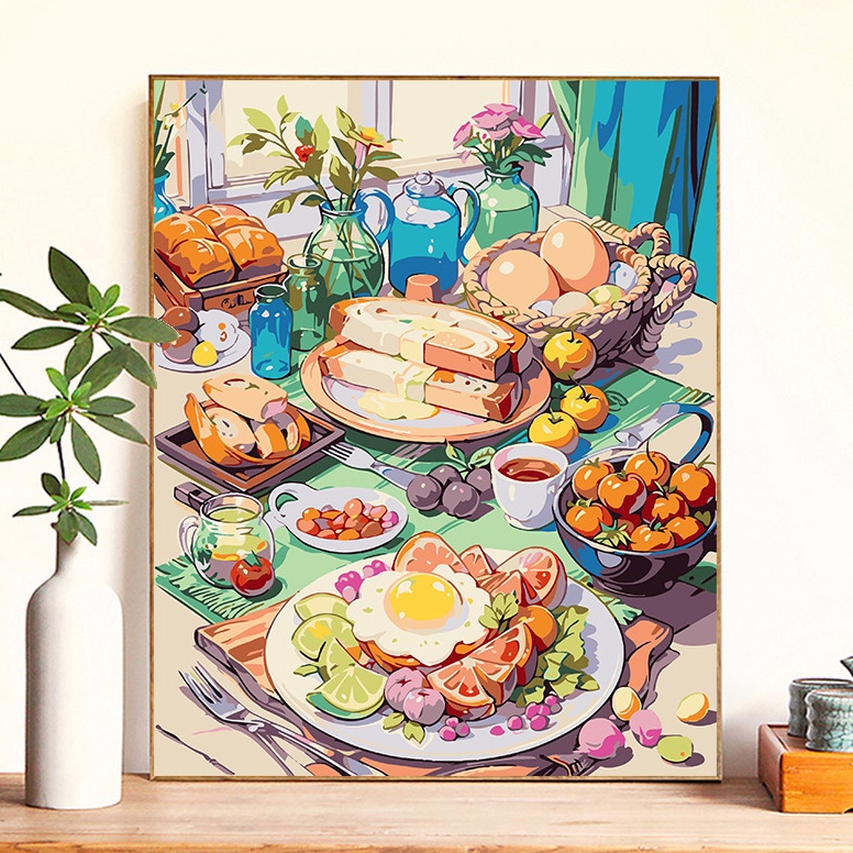 

ART W2Z7 Paint By Number 4x5cm DIY Paint Kit with Frame Digital Painting Landscape Cartoon Anime Series