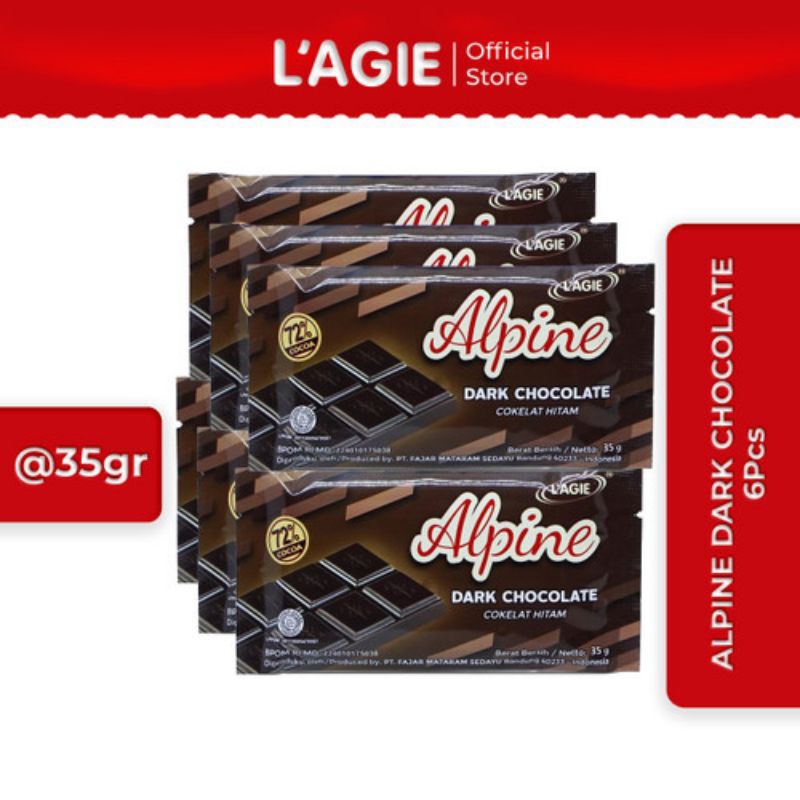 

Coklat Hitam Lagie Alpine Dark Chocolate 6pcs @35g