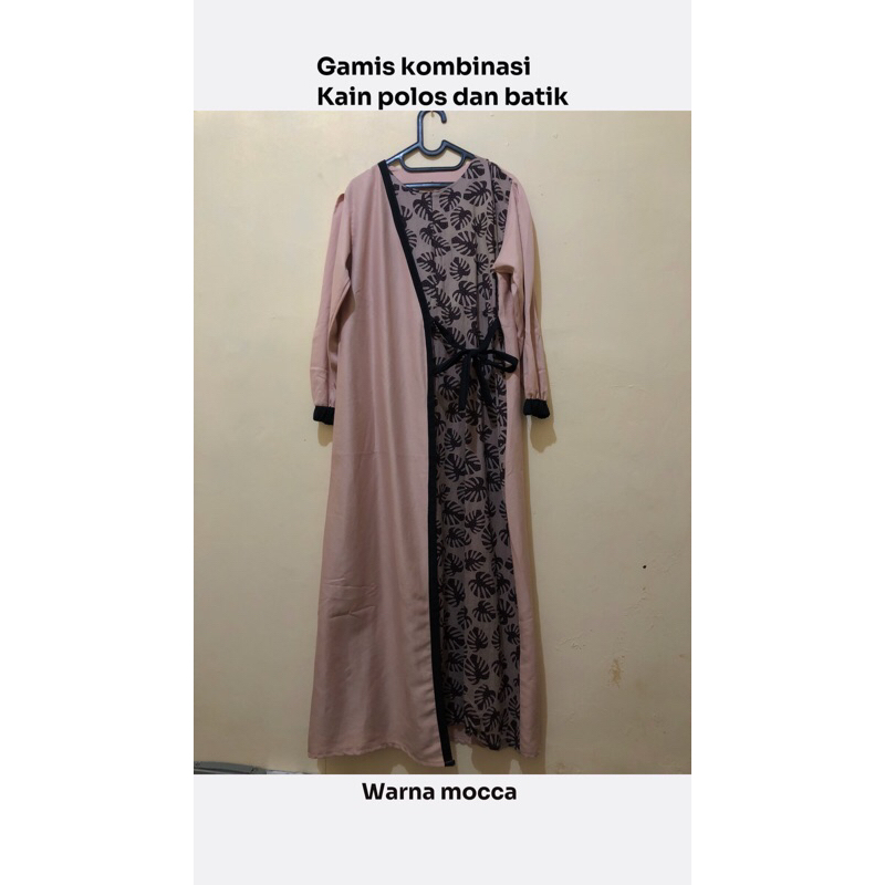 gamis kombinasi polos dan batik