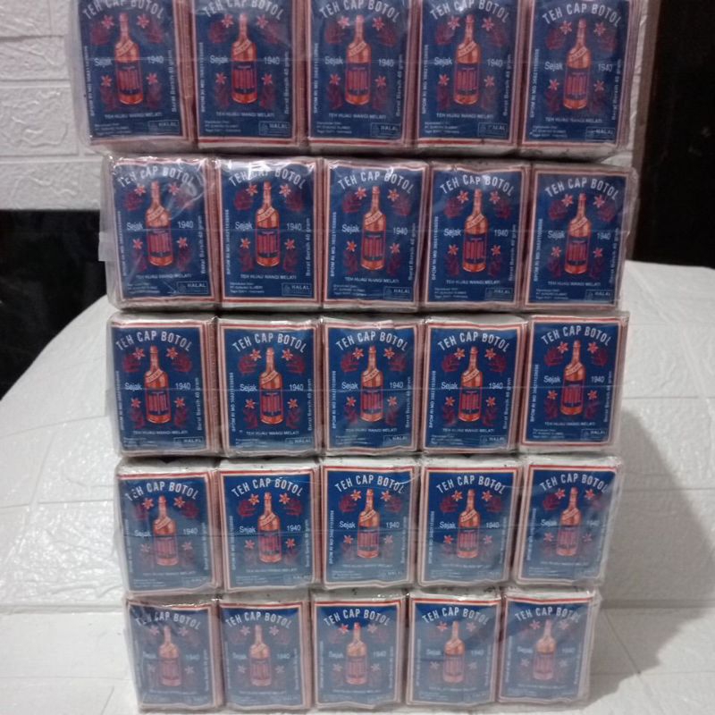 

Teh cap Botol biru super KC, 1 slop(40gr x 10 bungkus)