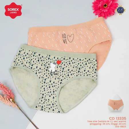 BYEOLSTORE_ID - CD CELANA DALAM SOREX 13335 MOTIF KUCING & LOVE KATUN TERBARU ALLSIZE - Celana dalam