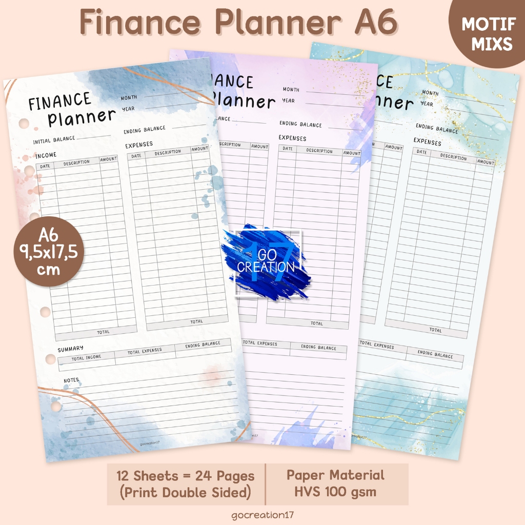 

Buku Planner Refill Kertas Binder Finance Plan Motif Premium A6