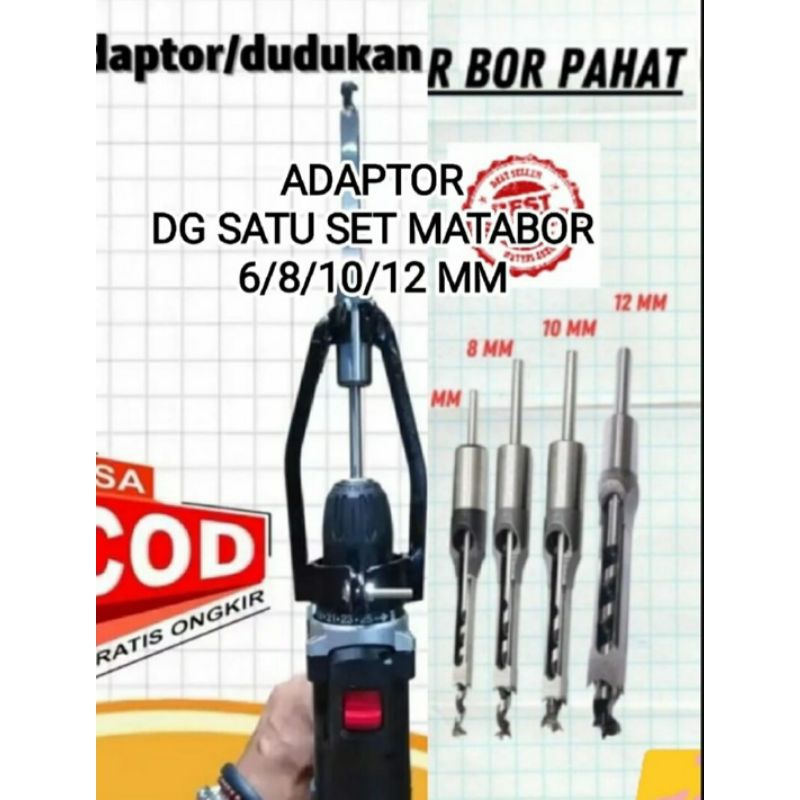 4 pcs mata bor+ adaptor dudukan bobok kayu
