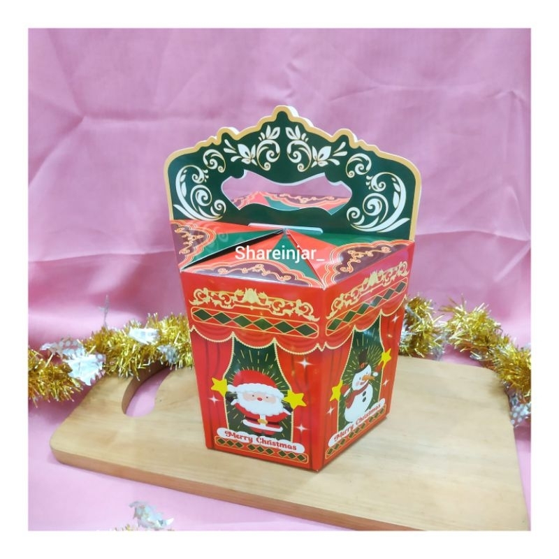 

Kotak Box Natal Packaging Hampers Kue Cookies 2 Toples 500g - Santa Merry Christmas