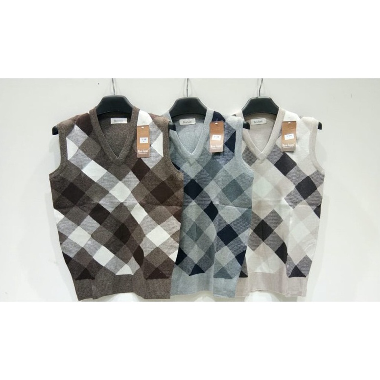 Belanja Nyaman Mario Zegnoti  Sweater Rompi Rajut Bapak Krah V Pria Import V16