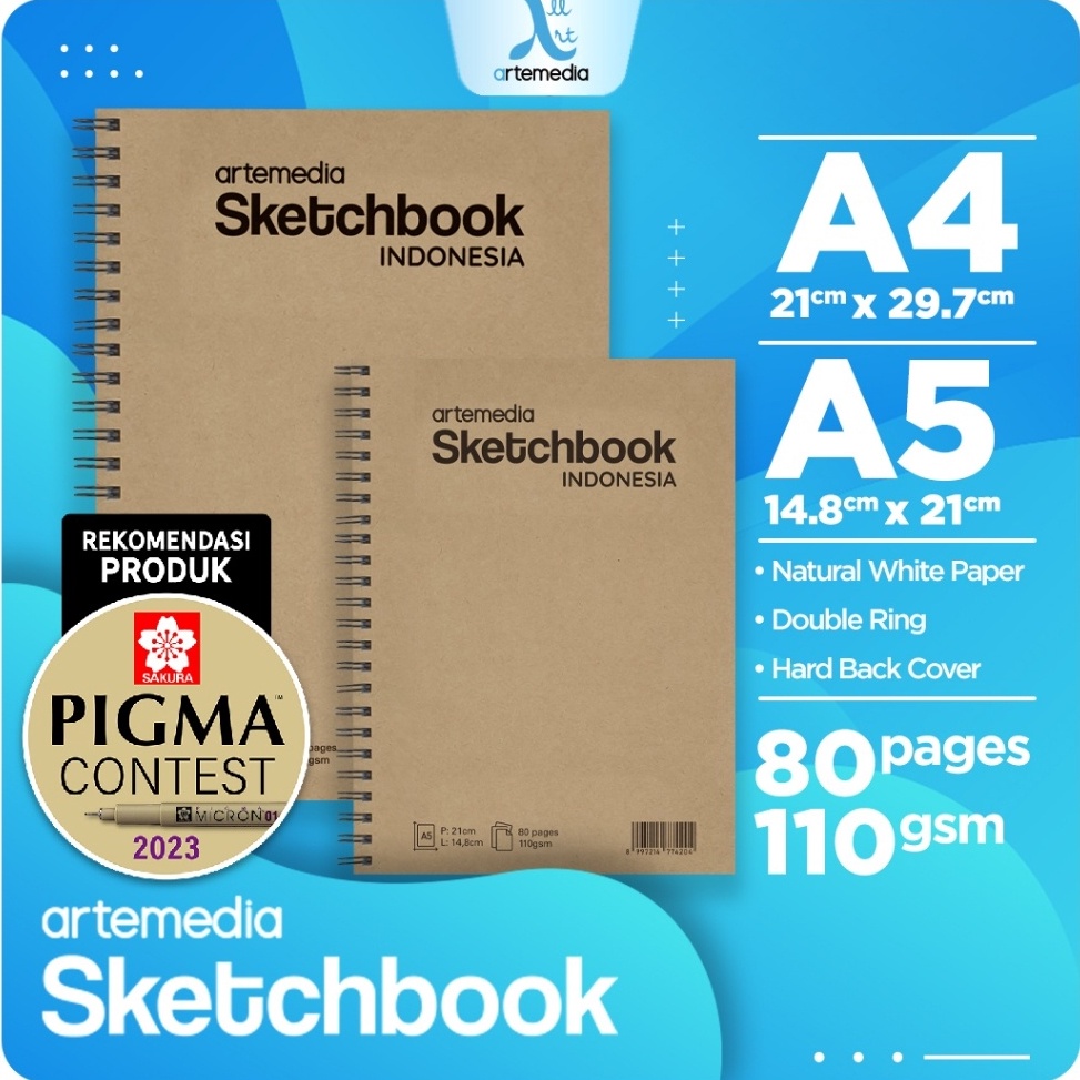 

ART S2F6 Sketchbook Artemedia A4 Craft Cover 11 Gsm Jilid Spiral Samping Buku Sketsa Gambar 4 Sheet 8 Pages