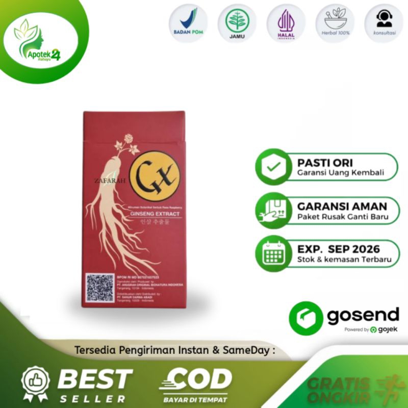 GX GINGSENG EXTRACT - MINUMAN SERBUK GINGSENG RASA RESPBERRY 1 BOX ISI 5 SACHET