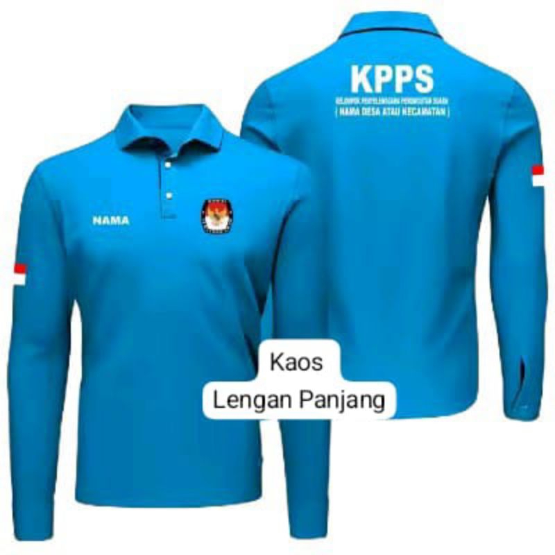 KAOS BERKERAH LENGAN PANJANG KPPS FREE NAMA DI BAJU // KAOS KPPS BISA COD