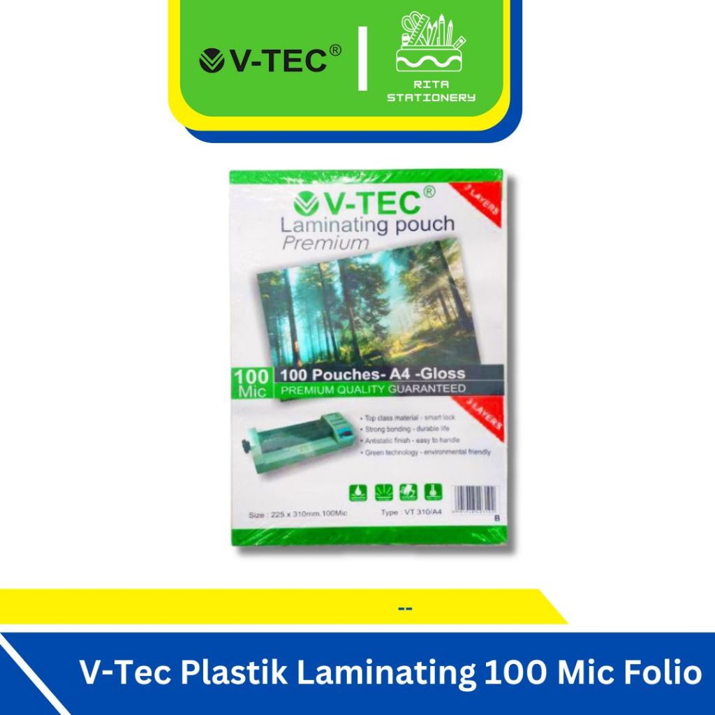 

V-TEC Plastik Mika Laminating Folio F4 100 Micron - 1 Pack