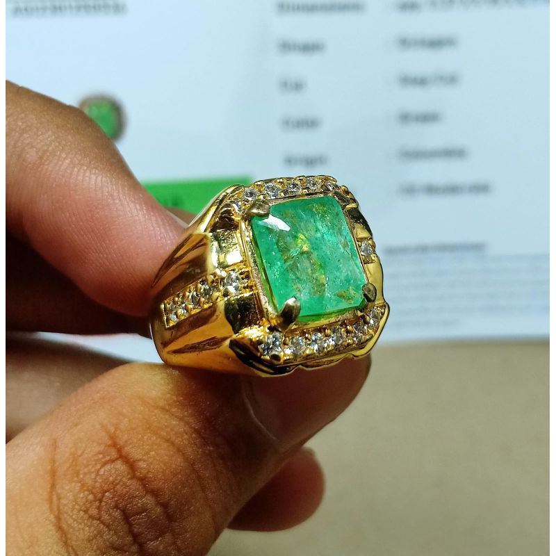 CINCIN BATU PERMATA ZAMRUD BERSERTIFIKAT ORIGINAL COLOMBIA