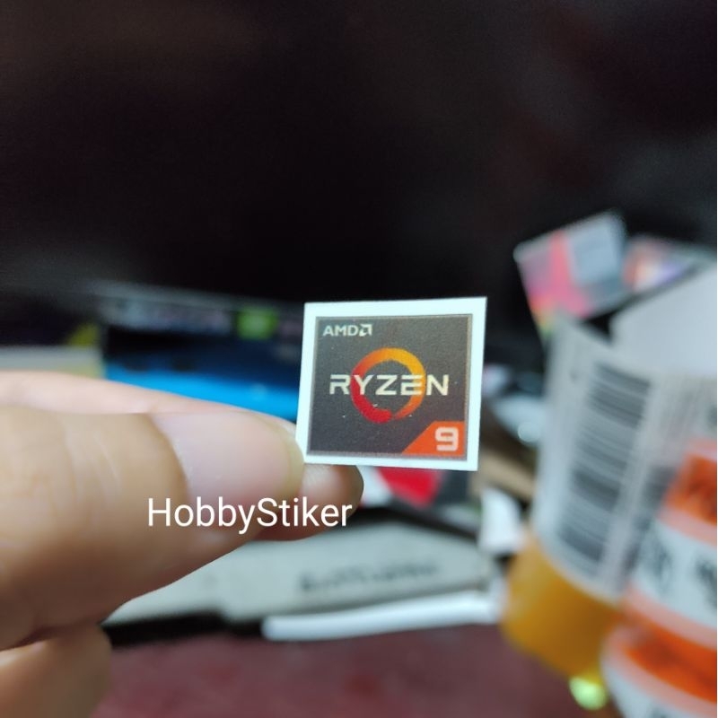 Stiker amd ryzen 9 custom efek hologram untuk pc laptop