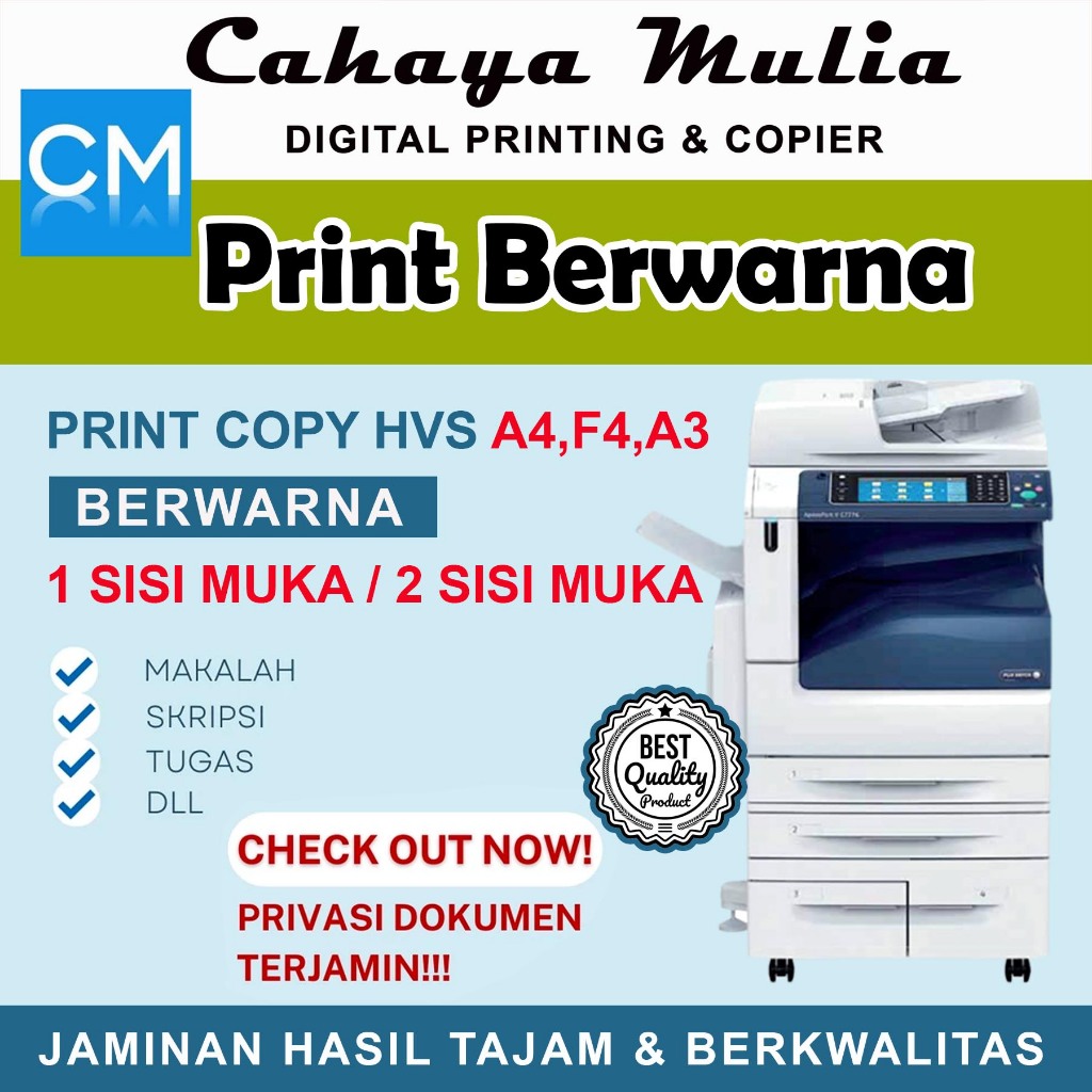 jasa print warna bolak-balik A5 75 Gsm