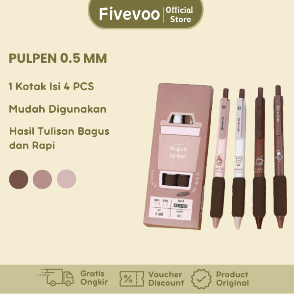 

FIVEVOO Bolpoin Set Isi 4PCS Premium / Pena Set/ Pena Premium / Pena Sekolah/ Pulpen Lucu/ Pulpen