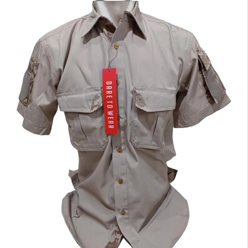 Kemeja PDL Tactical Cokelat Gurun Motif Camo Kroasia PT SRITEX