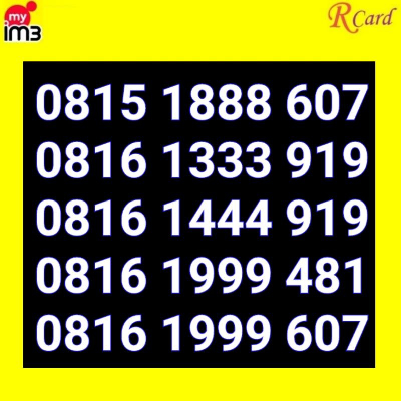 Perdana Nomor Cantik Indosat im3 11 Digit 1333 1444 1888 1999 481 607 919