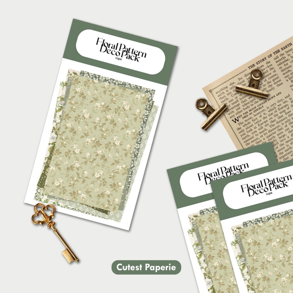 

[32 pcs] VINTAGE FLORAL PATTERN DECO PAPER PACK/KERTAS DEKORASI GAYA VINTAGE MOTIF BUNGA