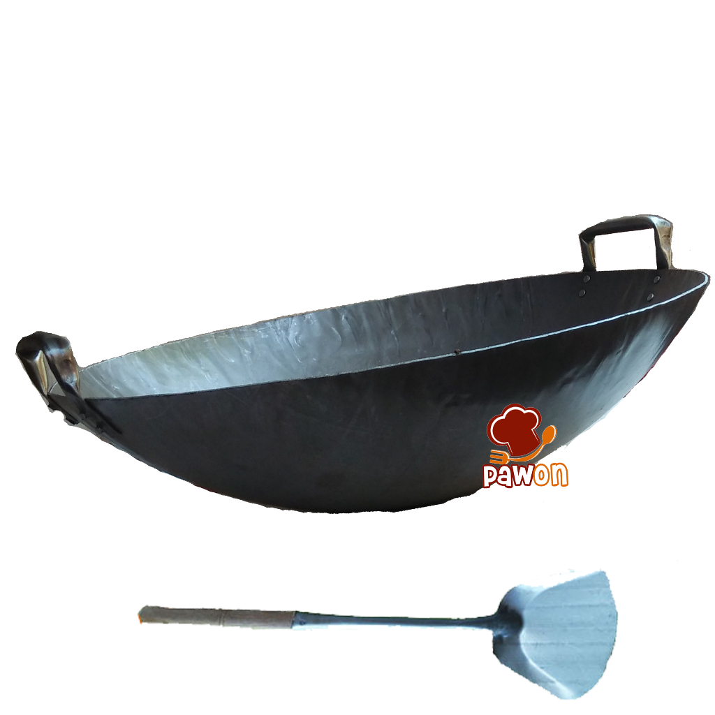 35CM BUNDLE SPATULA WAJAN WOK BAJA 35CM DENGAN SPATULA TEBAL 1,8MM