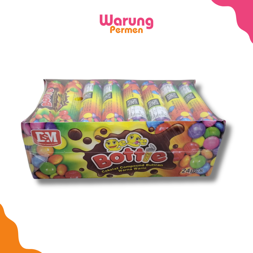 

Permen Coklat Warna Warni Jadul Bottle 24 Pcs / Cokelat Compound Butiran Murah