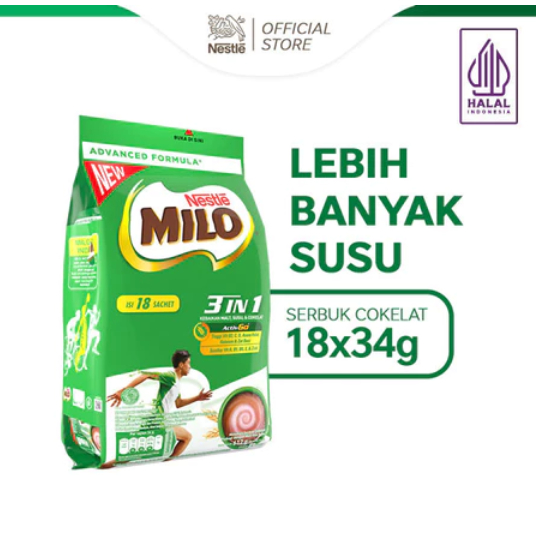 

MILO 3in1 ACTIV-GO Susu Coklat Pouch 18x34g