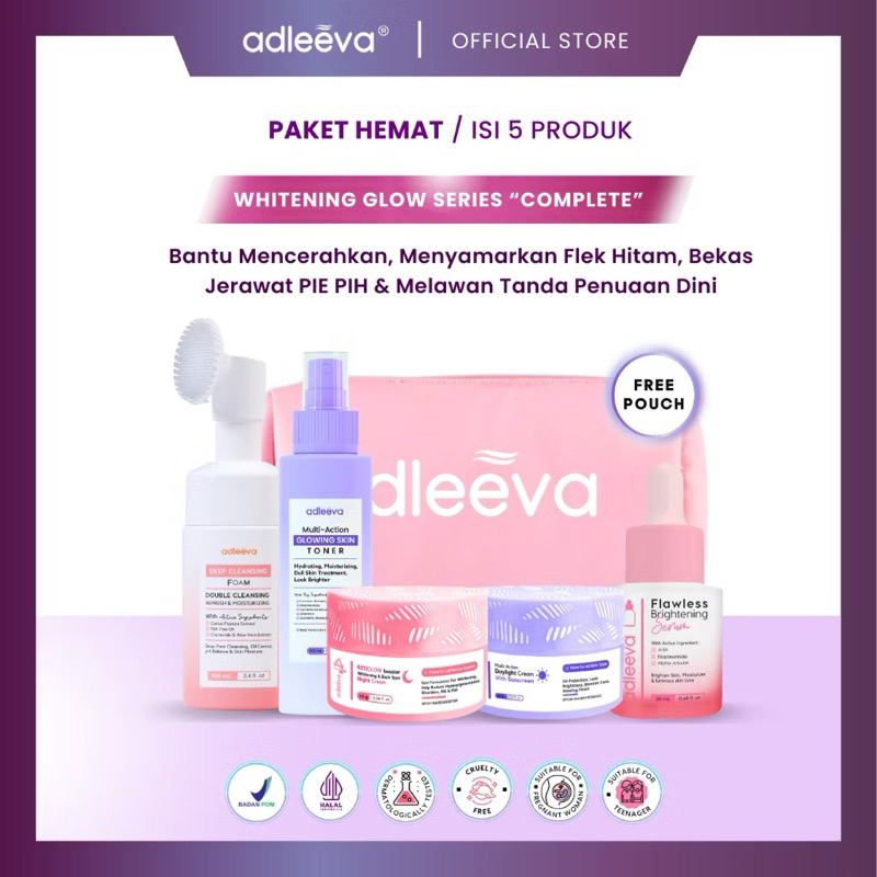 ADLEEVA PALEMBANG-adleeva paketan complete whitening glow booster / series complete adleeva whitenin