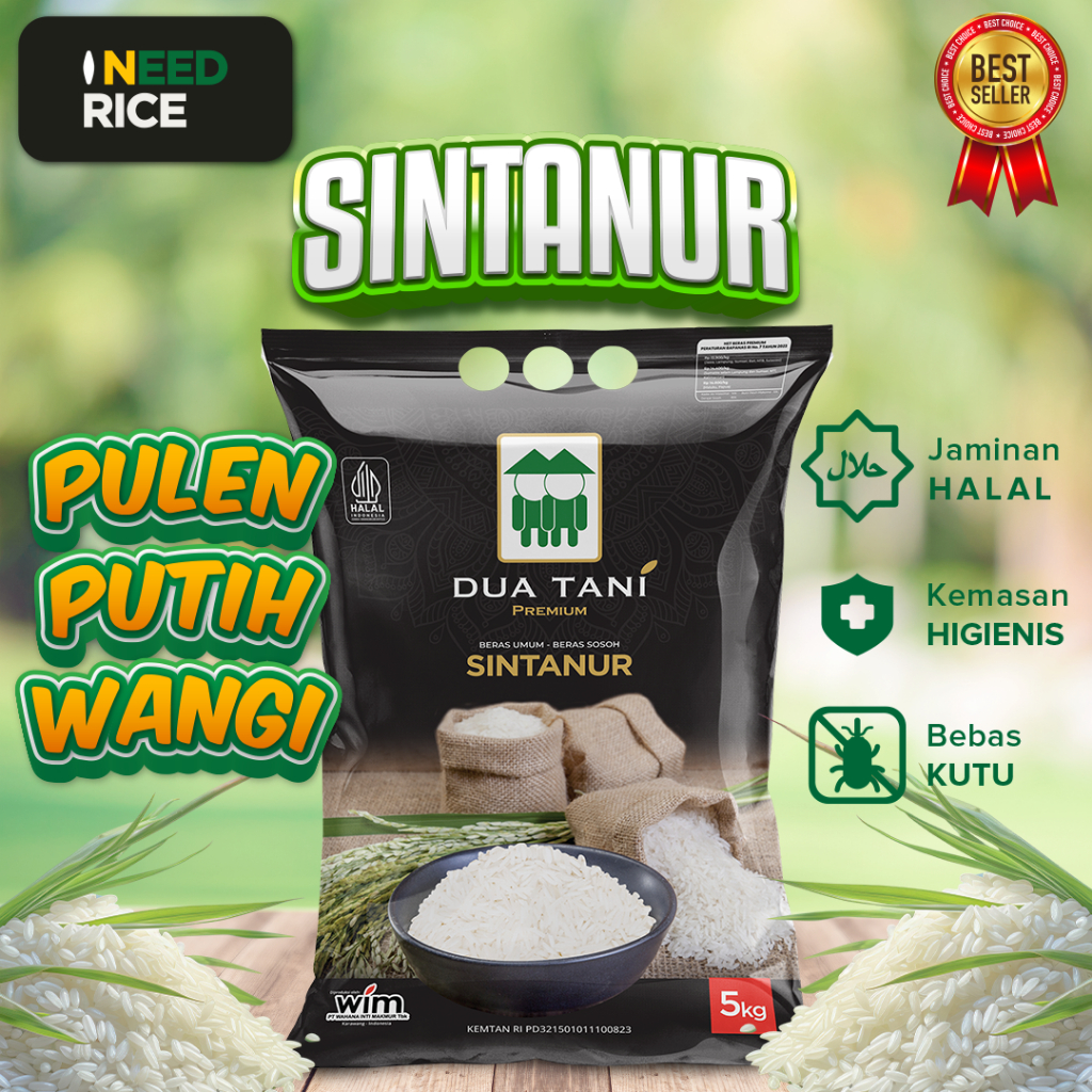 

Beras Khusus Sintanur Pandan Wangi Dua Tani 5kg–HALAL,Pulen dan Wangi